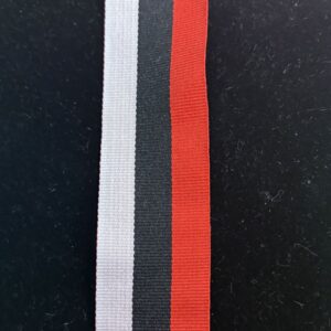Tri Colour White/Black/Red Ribbon